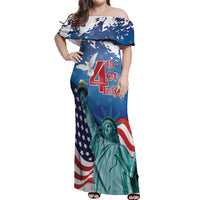 United States 4th Of July Off Shoulder Maxi Dress USA Statue of Liberty Proud - Wonder Print Shop