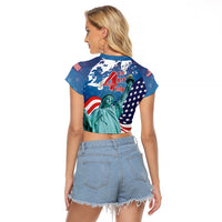 United States 4th Of July Raglan Cropped T Shirt USA Statue of Liberty Proud - Wonder Print Shop