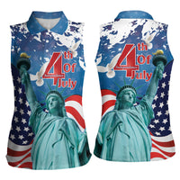 United States 4th Of July Women Sleeveless Polo Shirt USA Statue of Liberty Proud - Wonder Print Shop