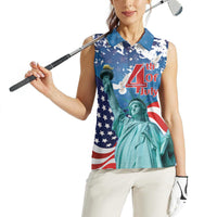 United States 4th Of July Women Sleeveless Polo Shirt USA Statue of Liberty Proud - Wonder Print Shop
