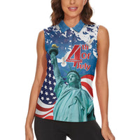 United States 4th Of July Women Sleeveless Polo Shirt USA Statue of Liberty Proud - Wonder Print Shop