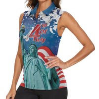 United States 4th Of July Women Sleeveless Polo Shirt USA Statue of Liberty Proud - Wonder Print Shop