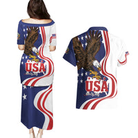 United States Independence Day Couples Matching Puletasi and Hawaiian Shirt USA Bald Eagle Happy 4th Of July - Wonder Print Shop