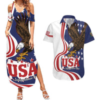 United States Independence Day Couples Matching Summer Maxi Dress and Hawaiian Shirt USA Bald Eagle Happy 4th Of July - Wonder Print Shop