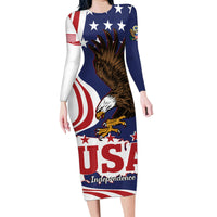 United States Independence Day Family Matching Long Sleeve Bodycon Dress and Hawaiian Shirt USA Bald Eagle Happy 4th Of July - Wonder Print Shop