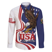 United States Independence Day Family Matching Off The Shoulder Long Sleeve Dress and Hawaiian Shirt USA Bald Eagle Happy 4th Of July - Wonder Print Shop
