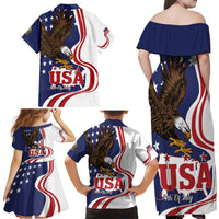 United States Independence Day Family Matching Off Shoulder Maxi Dress and Hawaiian Shirt USA Bald Eagle Happy 4th Of July - Wonder Print Shop