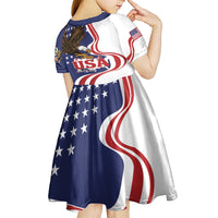 United States Independence Day Kid Short Sleeve Dress USA Bald Eagle Happy 4th Of July - Wonder Print Shop