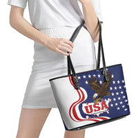 United States Independence Day Leather Tote Bag USA Bald Eagle Happy 4th Of July - Wonder Print Shop