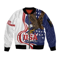 United States Independence Day Sleeve Zip Bomber Jacket USA Bald Eagle Happy 4th Of July - Wonder Print Shop