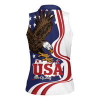 United States Independence Day Women Sleeveless Polo Shirt USA Bald Eagle Happy 4th Of July - Wonder Print Shop