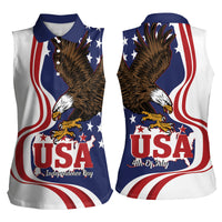 United States Independence Day Women Sleeveless Polo Shirt USA Bald Eagle Happy 4th Of July - Wonder Print Shop