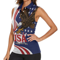 United States Independence Day Women Sleeveless Polo Shirt USA Bald Eagle Happy 4th Of July - Wonder Print Shop