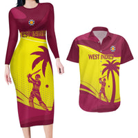 Custom West Indies Cricket Couples Matching Long Sleeve Bodycon Dress and Hawaiian Shirt 2024 World Cup Go Windies - Wonder Print Shop