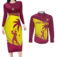 Custom West Indies Cricket Couples Matching Long Sleeve Bodycon Dress and Long Sleeve Button Shirt 2024 World Cup Go Windies - Wonder Print Shop