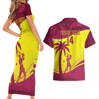 Custom West Indies Cricket Couples Matching Short Sleeve Bodycon Dress and Hawaiian Shirt 2024 World Cup Go Windies - Wonder Print Shop