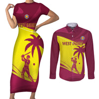 Custom West Indies Cricket Couples Matching Short Sleeve Bodycon Dress and Long Sleeve Button Shirt 2024 World Cup Go Windies - Wonder Print Shop