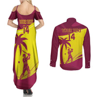 Custom West Indies Cricket Couples Matching Summer Maxi Dress and Long Sleeve Button Shirt 2024 World Cup Go Windies - Wonder Print Shop