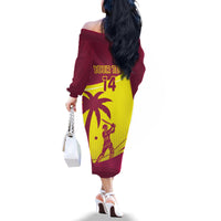 Custom West Indies Cricket Family Matching Off The Shoulder Long Sleeve Dress and Hawaiian Shirt 2024 World Cup Go Windies - Wonder Print Shop