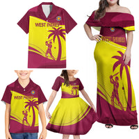 Custom West Indies Cricket Family Matching Off Shoulder Maxi Dress and Hawaiian Shirt 2024 World Cup Go Windies - Wonder Print Shop