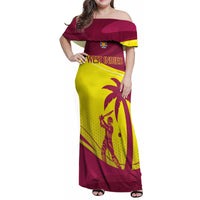 Custom West Indies Cricket Family Matching Off Shoulder Maxi Dress and Hawaiian Shirt 2024 World Cup Go Windies - Wonder Print Shop