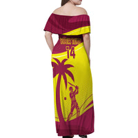 Custom West Indies Cricket Family Matching Off Shoulder Maxi Dress and Hawaiian Shirt 2024 World Cup Go Windies - Wonder Print Shop