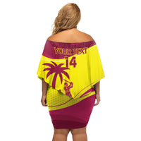 Custom West Indies Cricket Family Matching Off Shoulder Short Dress and Hawaiian Shirt 2024 World Cup Go Windies - Wonder Print Shop