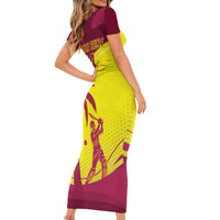 Custom West Indies Cricket Family Matching Short Sleeve Bodycon Dress and Hawaiian Shirt 2024 World Cup Go Windies - Wonder Print Shop