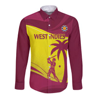 Custom West Indies Cricket Long Sleeve Button Shirt 2024 World Cup Go Windies - Wonder Print Shop