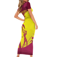 Custom West Indies Cricket Short Sleeve Bodycon Dress 2024 World Cup Go Windies - Wonder Print Shop