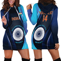 Custom India Cricket Hoodie Dress 2024 World Cup Go Men in Blue - Wonder Print Shop