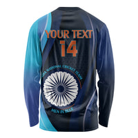 Custom India Cricket Long Sleeve Shirt 2024 World Cup Go Men in Blue - Wonder Print Shop