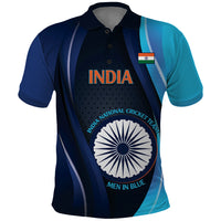 Custom India Cricket Polo Shirt 2024 World Cup Go Men in Blue - Wonder Print Shop