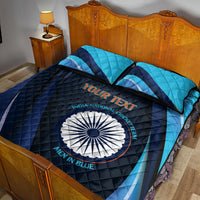 Custom India Cricket Quilt Bed Set 2024 World Cup Go Men in Blue - Wonder Print Shop