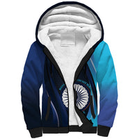 Custom India Cricket Sherpa Hoodie 2024 World Cup Go Men in Blue - Wonder Print Shop