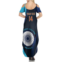 Custom India Cricket Summer Maxi Dress 2024 World Cup Go Men in Blue - Wonder Print Shop