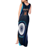 Custom India Cricket Tank Maxi Dress 2024 World Cup Go Men in Blue - Wonder Print Shop