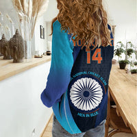 Custom India Cricket Women Casual Shirt 2024 World Cup Go Men in Blue - Wonder Print Shop