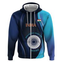 Custom India Cricket Zip Hoodie 2024 World Cup Go Men in Blue - Wonder Print Shop