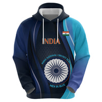 Custom India Cricket Zip Hoodie 2024 World Cup Go Men in Blue - Wonder Print Shop