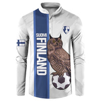 Custom Finland Football Button Sweatshirt Suomi Come On Huuhkajat
