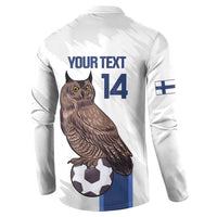 Custom Finland Football Button Sweatshirt Suomi Come On Huuhkajat