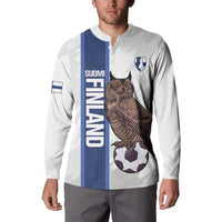Custom Finland Football Button Sweatshirt Suomi Come On Huuhkajat