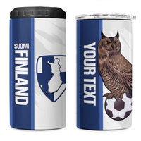 Custom Finland Football 4 in 1 Can Cooler Tumbler Suomi Come On Huuhkajat