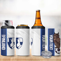 Custom Finland Football 4 in 1 Can Cooler Tumbler Suomi Come On Huuhkajat