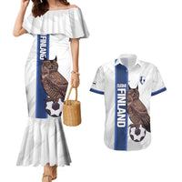 Custom Finland Football Couples Matching Mermaid Dress and Hawaiian Shirt Suomi Come On Huuhkajat