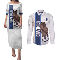 Custom Finland Football Couples Matching Puletasi and Long Sleeve Button Shirt Suomi Come On Huuhkajat