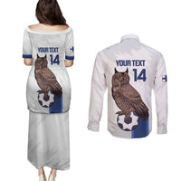 Custom Finland Football Couples Matching Puletasi and Long Sleeve Button Shirt Suomi Come On Huuhkajat