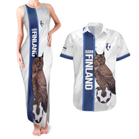 Custom Finland Football Couples Matching Tank Maxi Dress and Hawaiian Shirt Suomi Come On Huuhkajat