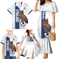 Custom Finland Football Family Matching Mermaid Dress and Hawaiian Shirt Suomi Come On Huuhkajat